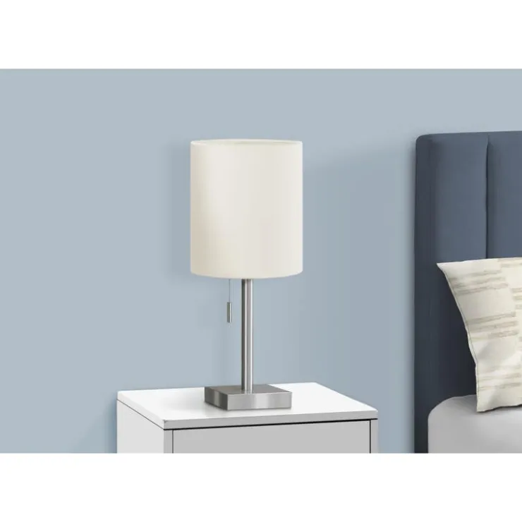 Monarch 17"H Metal Table Lamp with USB Ports (2pcs) Silver Discount
