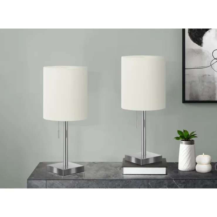 Monarch 17"H Metal Table Lamp with USB Ports (2pcs) Silver Discount
