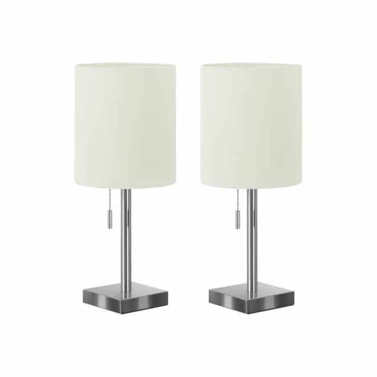 Monarch 17"H Metal Table Lamp with USB Ports (2pcs) Silver Discount