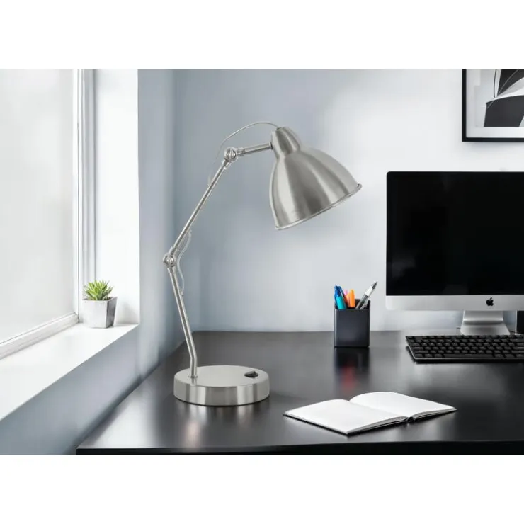 Monarch 17"H Metal Table Lamp with USB Ports Silver Sale
