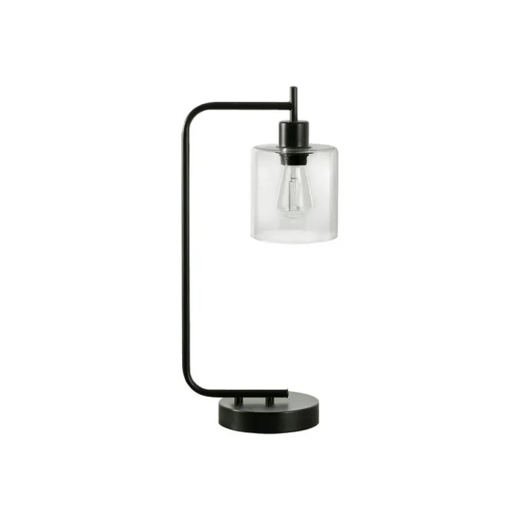 Monarch 20"H Metal Table Lamp with USB Ports Black
