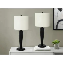 Monarch 24"H Metal Table Lamp with USB Ports (2pcs) Black Sale