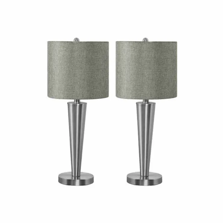 Monarch 24"H Metal Table Lamp with USB Ports (2pcs) Silver Outlet