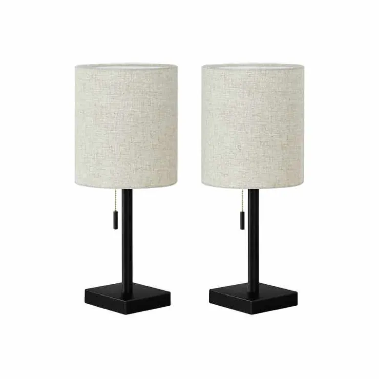 Monarch 17"H Metal Table Lamp with USB Ports (2pcs) Black Discount