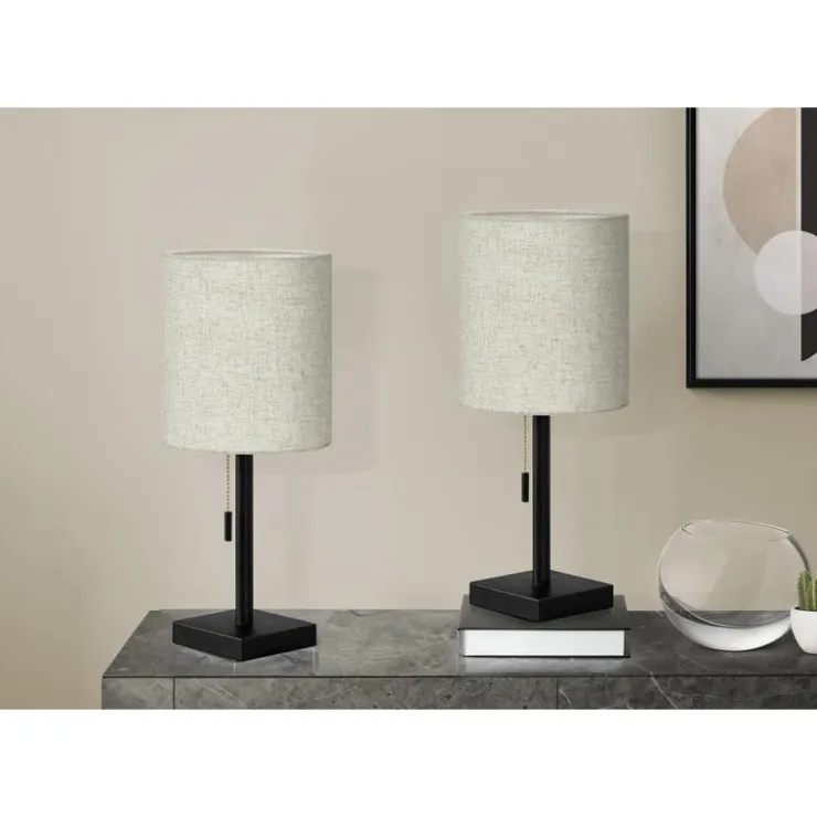 Monarch 17"H Metal Table Lamp with USB Ports (2pcs) Black Discount