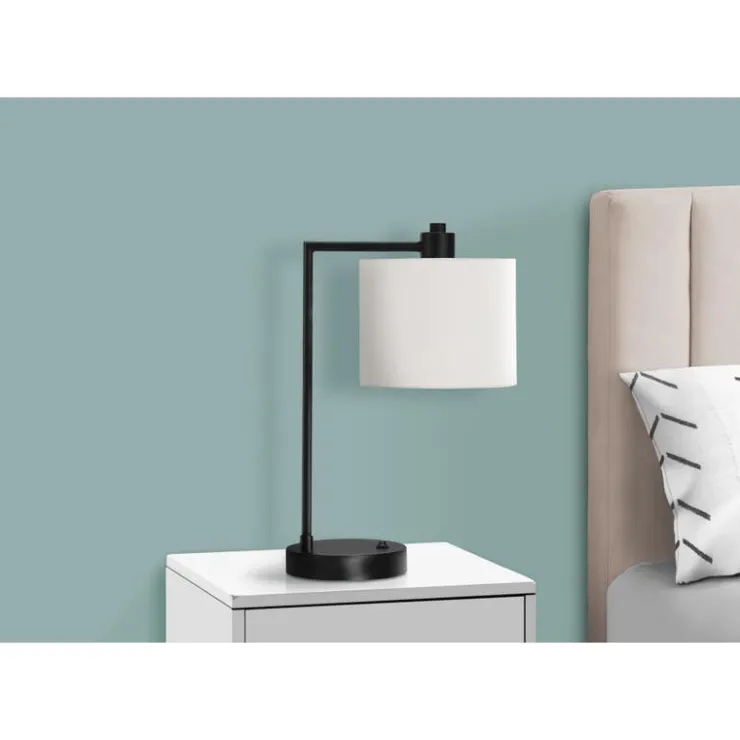 Monarch 19"H Metal Table Lamp with USB Ports Black
