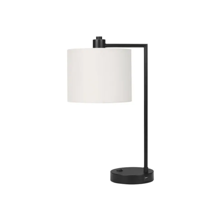 Monarch 19"H Metal Table Lamp with USB Ports Black