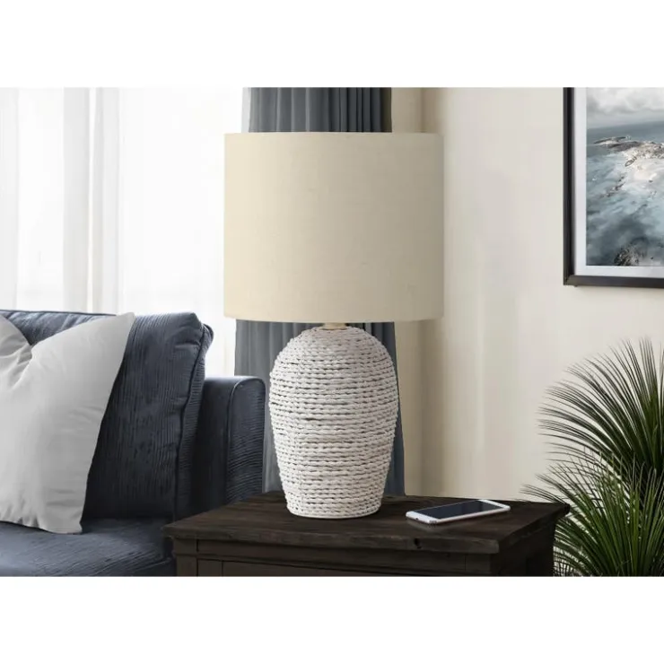 Monarch 17"H Rattan Table Lamp White Outlet