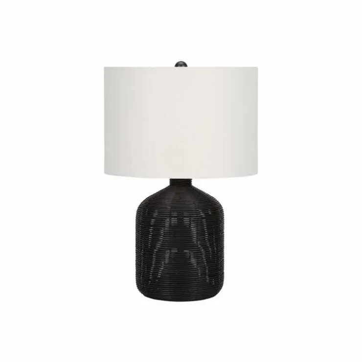 Monarch 23"H Rattan Table Lamp Black