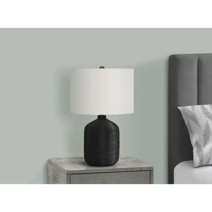 Monarch 23"H Rattan Table Lamp Black