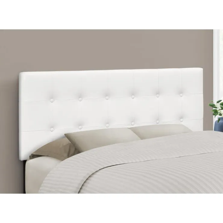 Monarch Headboard - full size - button tufted / upholstered panel - leather-loo - White Discount