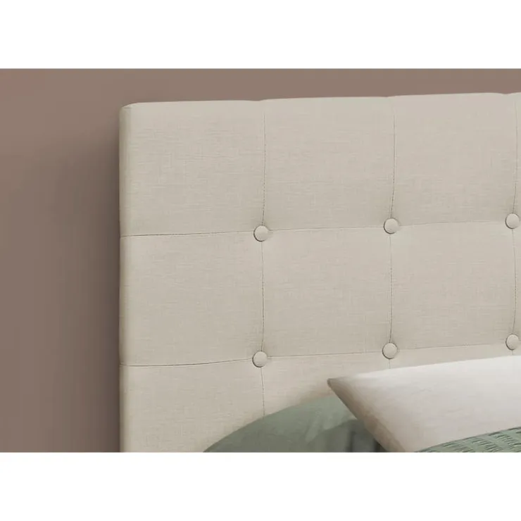 Monarch Headboard - full size - button tufted / upholstered panel - linen-look - Beige