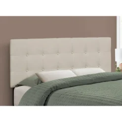 Monarch Headboard - full size - button tufted / upholstered panel - linen-look - Beige