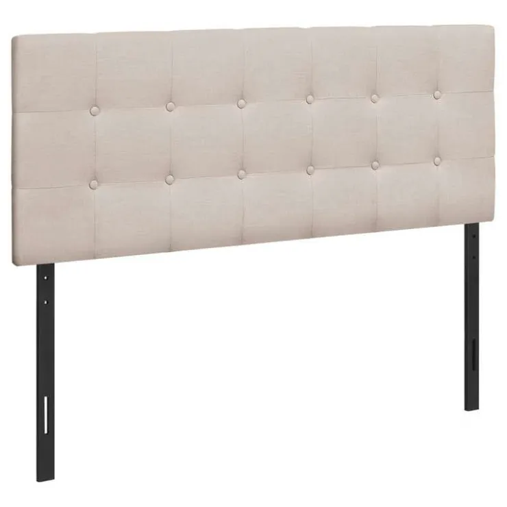 Monarch Headboard - full size - button tufted / upholstered panel - linen-look - Beige