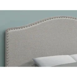 Monarch Headboard - full size - nailhead trim / arched top / upholstered panel - - Grey Discount