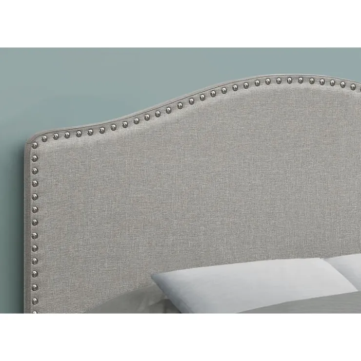 Monarch Headboard - full size - nailhead trim / arched top / upholstered panel - - Grey Discount