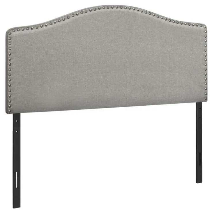 Monarch Headboard - full size - nailhead trim / arched top / upholstered panel - - Grey Discount