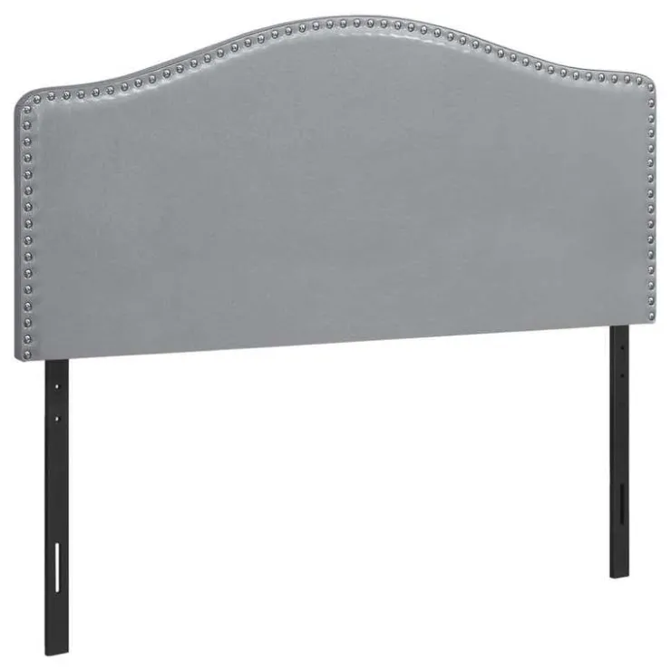 Monarch Headboard - full size - nailhead trim / arched top / upholstered panel - - Grey Outlet