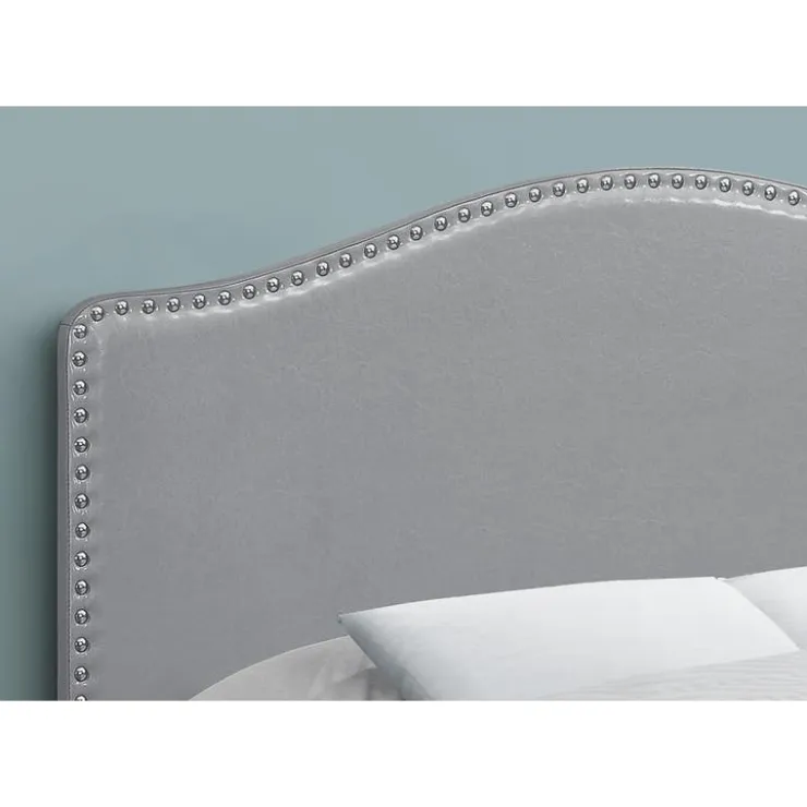 Monarch Headboard - full size - nailhead trim / arched top / upholstered panel - - Grey Outlet