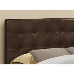 Monarch Headboard - queen size - button tufted / upholstered panel - dark leath - Brown Hot