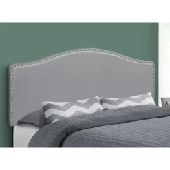 Monarch Headboard - queen size - nailhead trim / arched top / upholstered panel - gre - Grey Discount