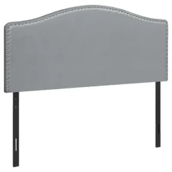 Monarch Headboard - queen size - nailhead trim / arched top / upholstered panel - gre - Grey Discount