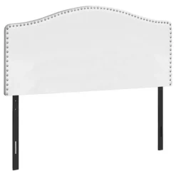 Monarch Headboard - queen size - nailhead trim / arched top / upholstered panel - whi - White Outlet
