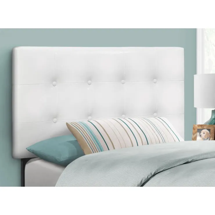 Monarch Headboard - twin size - button tufted / upholstered panel - leather-loo - White Outlet