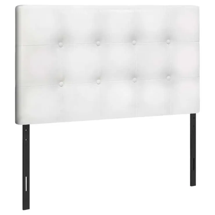 Monarch Headboard - twin size - button tufted / upholstered panel - leather-loo - White Outlet