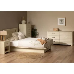 Meubles South Shore Headboard with Storage Shelf (54"/60") - South Shore Bleached Oak