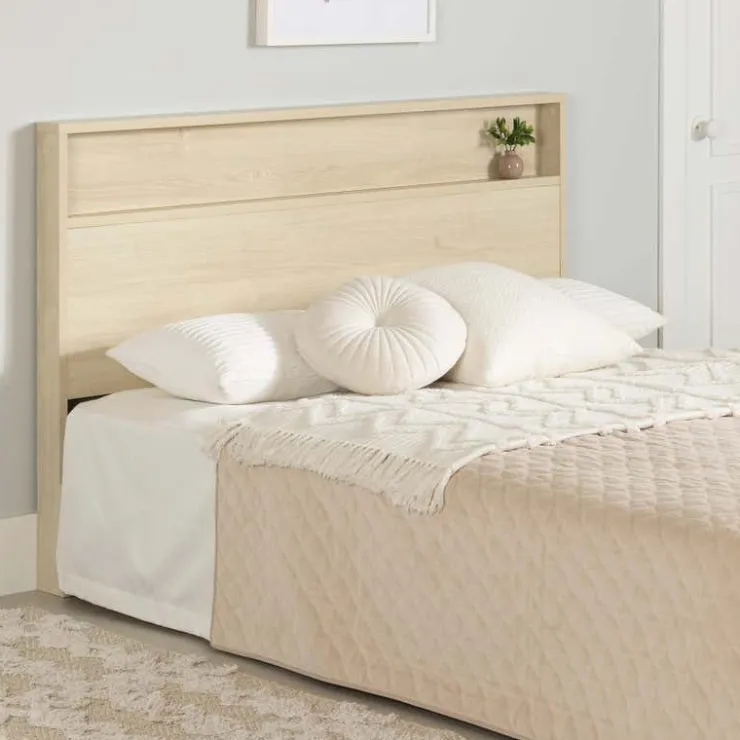 Meubles South Shore Headboard with Storage Shelf (54"/60") - South Shore Bleached Oak