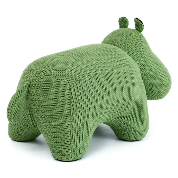 Hippopotamus-Shaped Kids Pouf – 28.3" x 15.4" x 13.8" Green Best