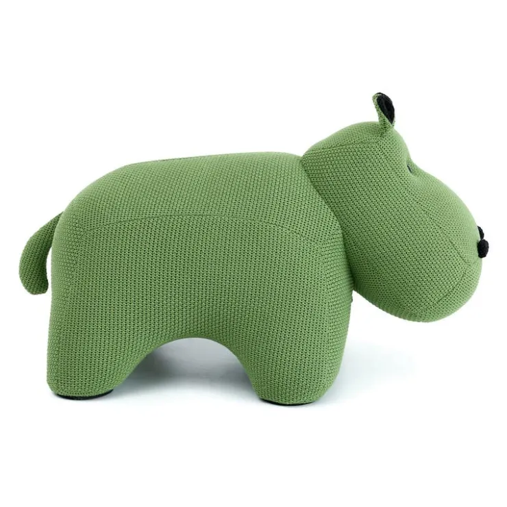 Hippopotamus-Shaped Kids Pouf – 28.3" x 15.4" x 13.8" Green Best