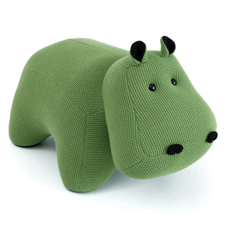 Hippopotamus-Shaped Kids Pouf – 28.3" x 15.4" x 13.8" Green Best
