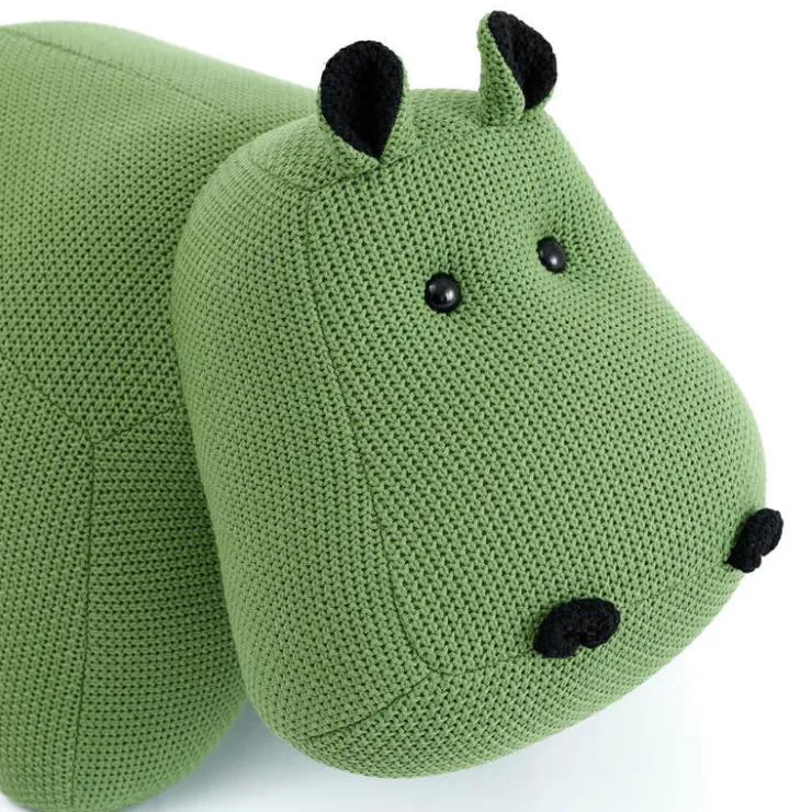 Hippopotamus-Shaped Kids Pouf – 28.3" x 15.4" x 13.8" Green Best