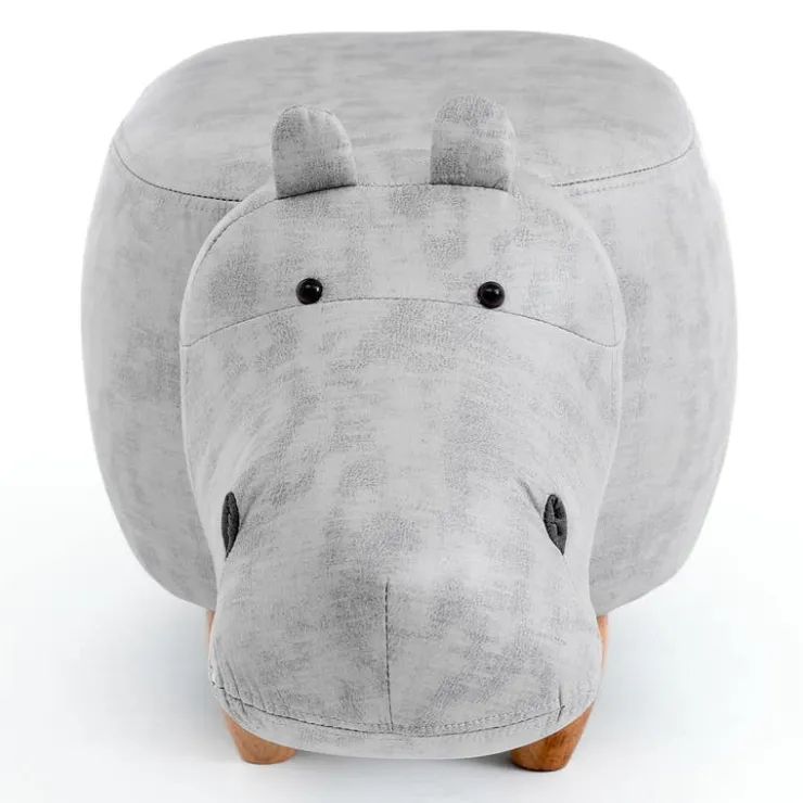 Hippopotamus-Shaped Kids Pouf – 26" x 14.2" x 13.8" Grey