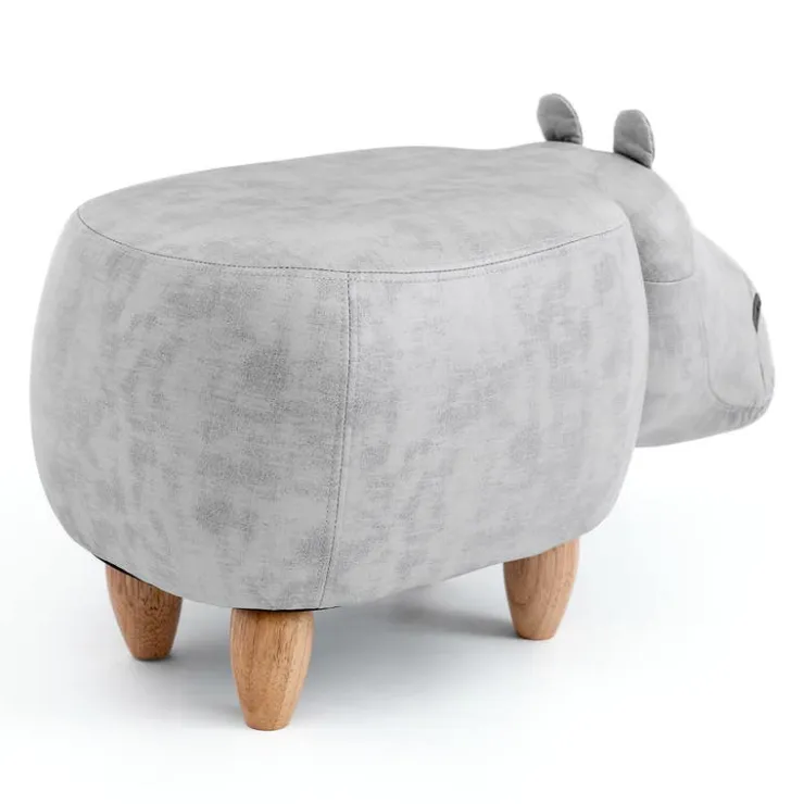 Hippopotamus-Shaped Kids Pouf – 26" x 14.2" x 13.8" Grey