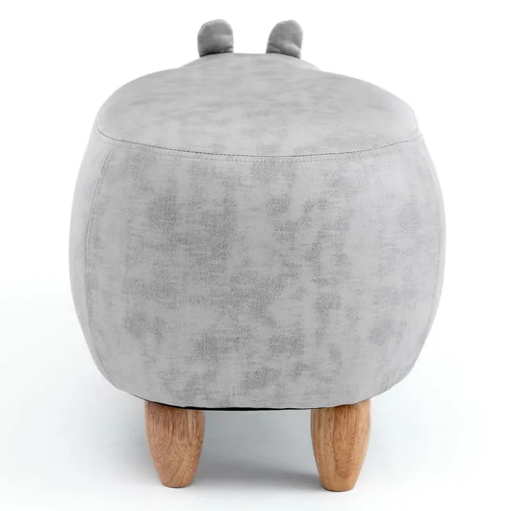Hippopotamus-Shaped Kids Pouf – 26" x 14.2" x 13.8" Grey