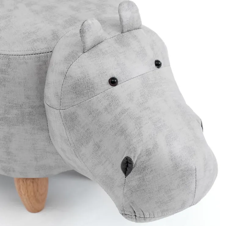 Hippopotamus-Shaped Kids Pouf – 26" x 14.2" x 13.8" Grey