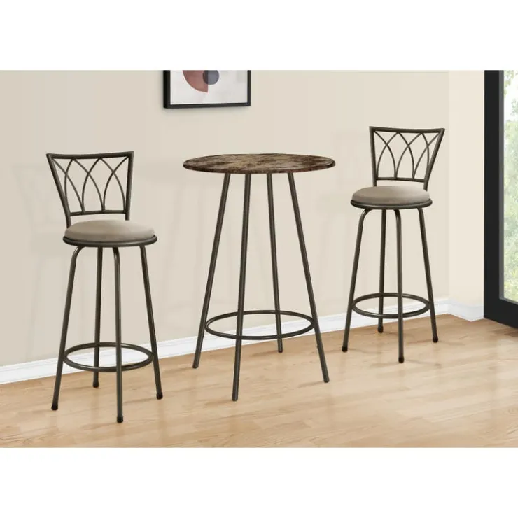 Monarch Home bar - 30"dia / marble / coffee metal - Espresso