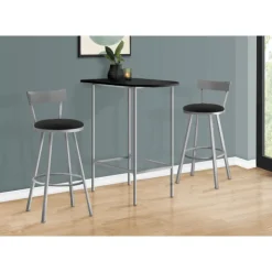 Monarch Home bar - 24"x 36" / / silver metal spacesaver - Black
