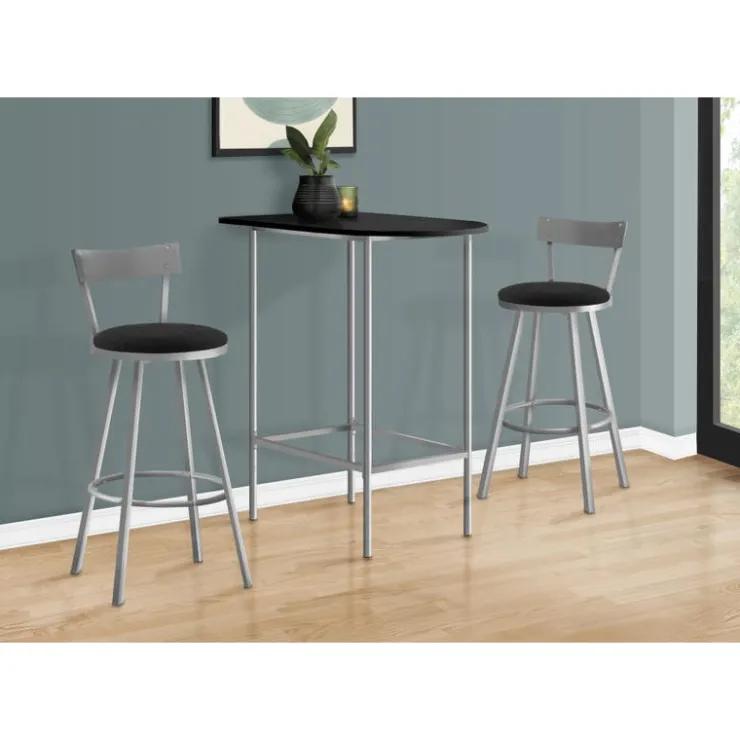 Monarch Home bar - 24"x 36" / / silver metal spacesaver - Black