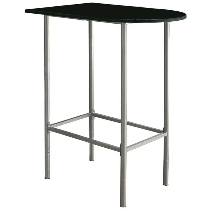 Monarch Home bar - 24"x 36" / / silver metal spacesaver - Black