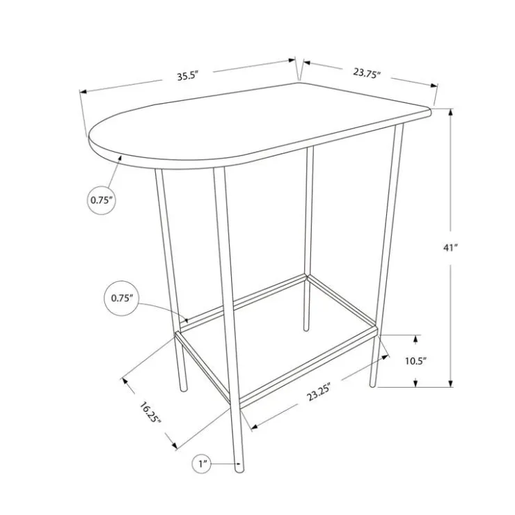 Monarch Home bar - 24"x 36" / marble / charcoal metal - Grey Best