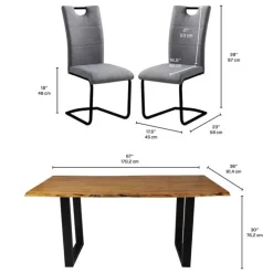 67-Inch Table with 4 Chairs - Grey Online