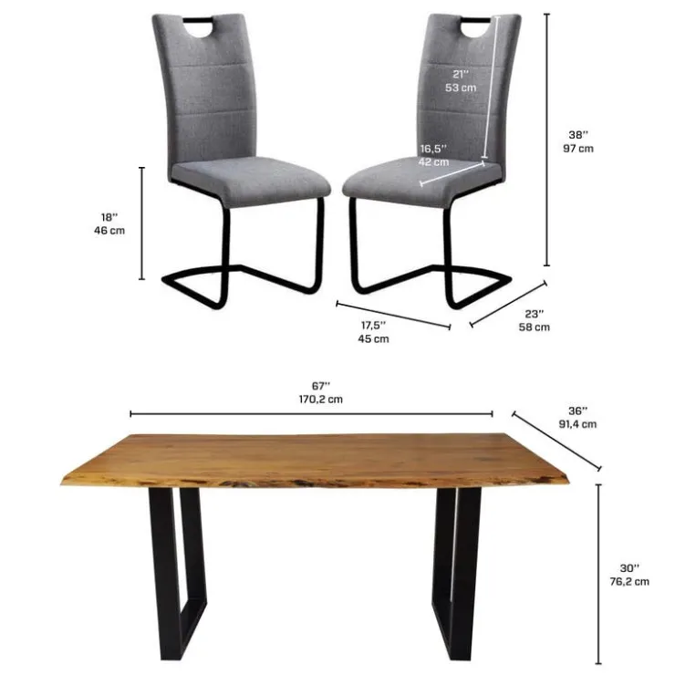 67-Inch Table with 4 Chairs - Grey Online