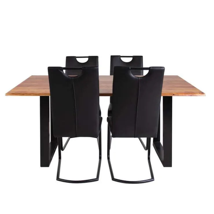 67-Inch Table with 4 Chairs - Black Outlet