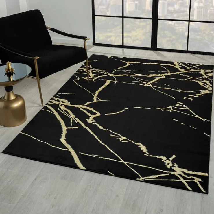 Indoor Rug - 4 x 6 Black / Gold Best
