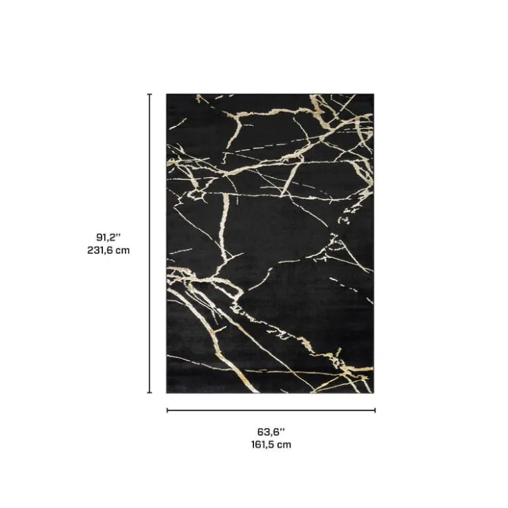 Indoor Rug - 5 x 8 Black / Gold