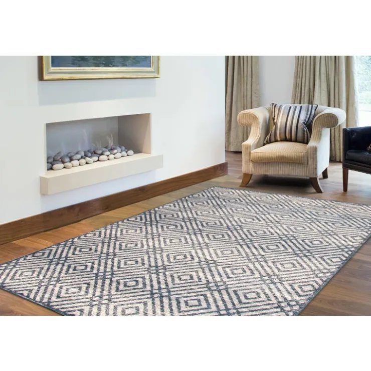 Indoor Rug - 4 x 6 Petrol/Silver Sale